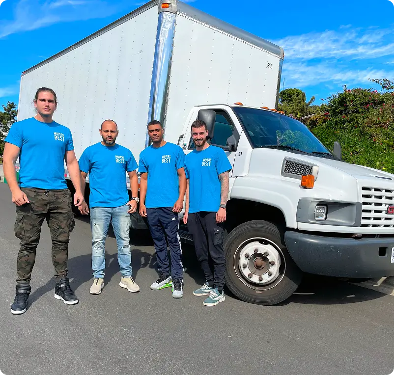 Movers Best crew standing by the truck in Irvine